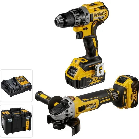 DeWalt DCK2020P2T 18V boremaskine og vinkelsliber sæt 2x5,0Ah