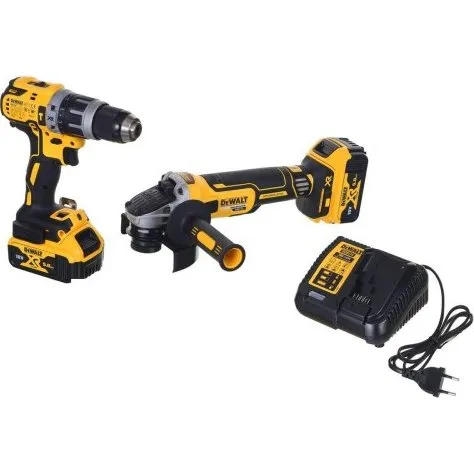 DeWalt DCK2080P2T-QW 18 V slagboremaskine-sæt 2x5,0 Ah m. vinkelsliber