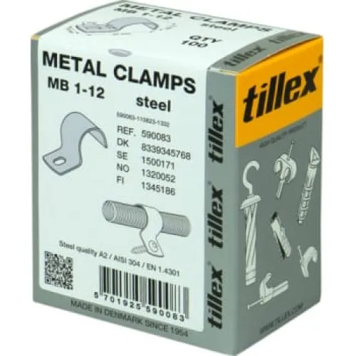 Tillex MB1 Kabelbøjle 12 mm, 1-lap, rustfrit stål A2/AISI 304