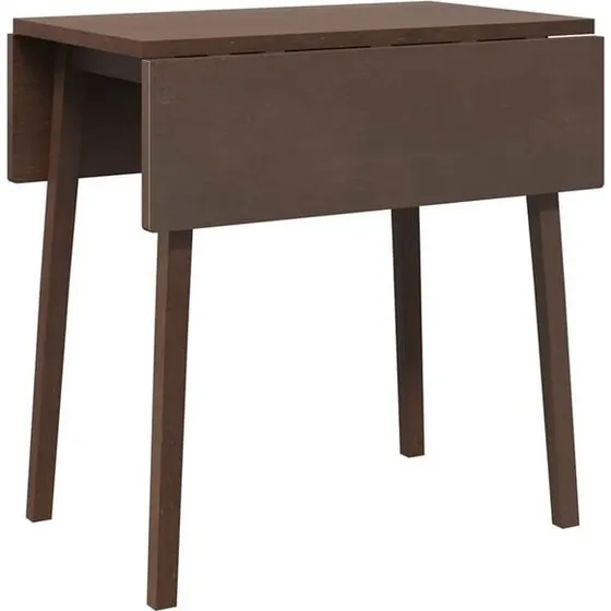 Spisebord i massivt gummitræ, brun — klapbart og robust