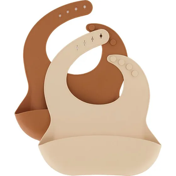 Mikk-line silikone hagesmække 2-pak – Beige/Cognac