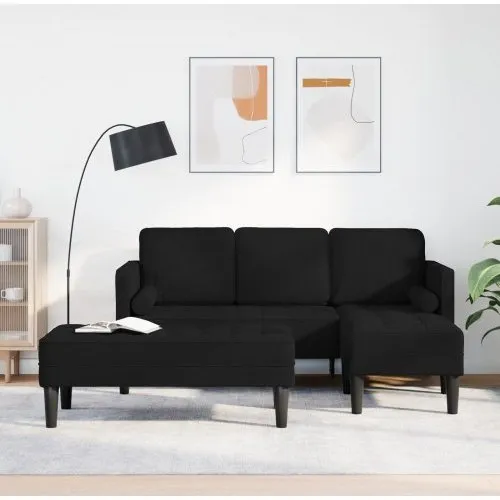 Sofasæt 2 stk sort stof 173×131×67 cm