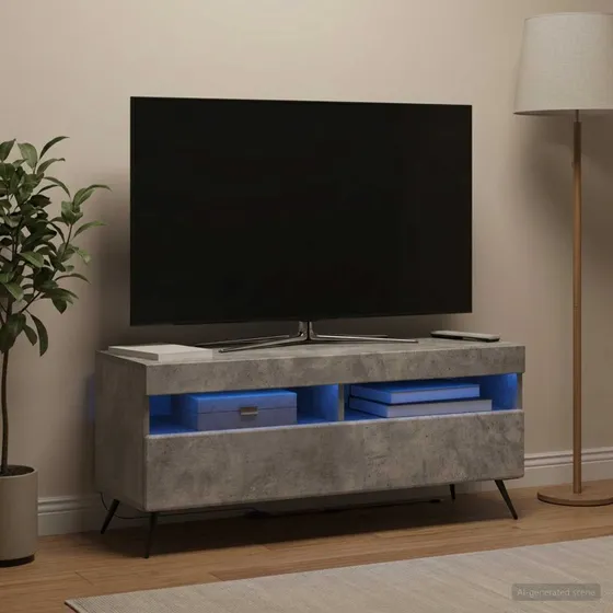 vidaXL LED TV-skab i betongråt konstrueret træ