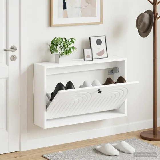 vidaXL Vægmonteret Skoskab ALKMAAR 71x17x43 cm - Hvid