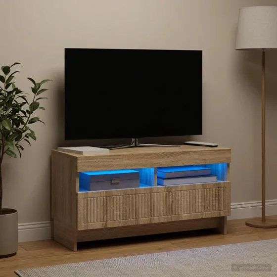vidaXL ALKMAAR LED TV-skab 81x35x43 cm - Sonoma-eg