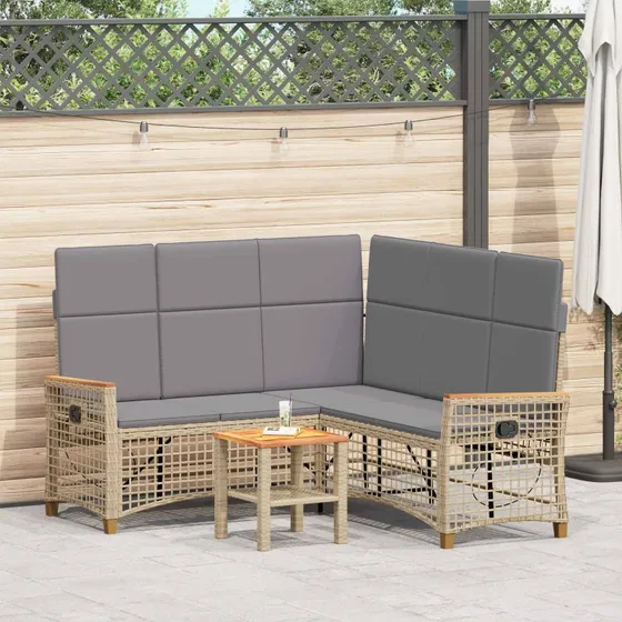 vidaXL Havemøbel-set med reclining sofa, 5 sæder, Beige/Grå