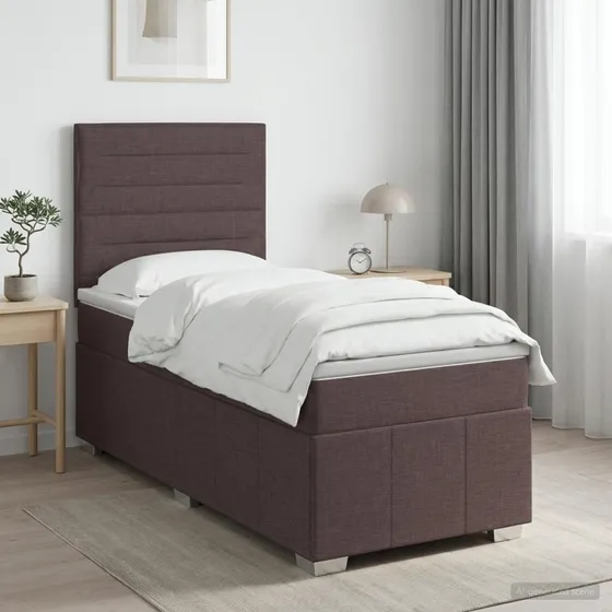 vidaXL LED Boxspringseng med madras, Mørk Brun, 90 x 200 cm