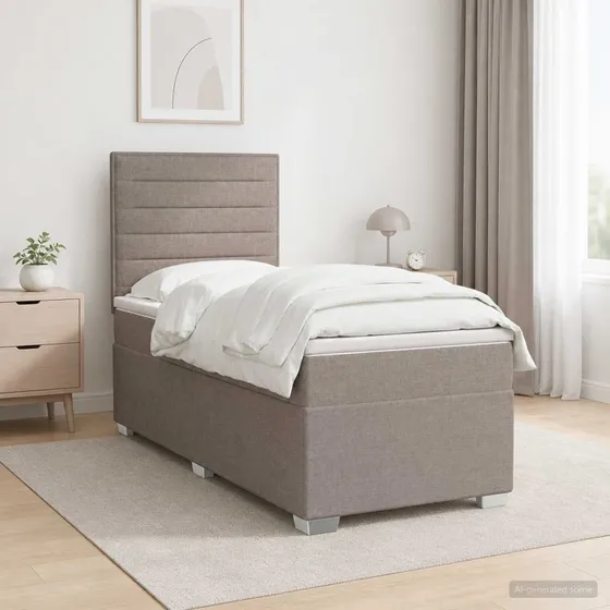 vidaXL Boxmadras med topmadras og LED - Gråbrun 90x200 cm