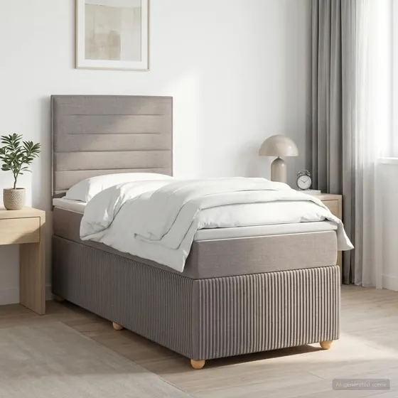 vidaXL Boxmadras med topmadras og hovedgærde, 90x200 cm, Gråbrun