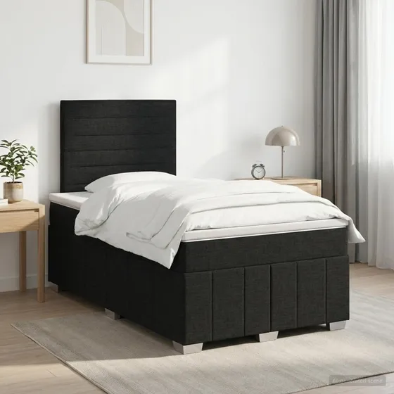 vidaXL Boxmadras med topmadras og hovedgærde - Sort, 120x200 cm