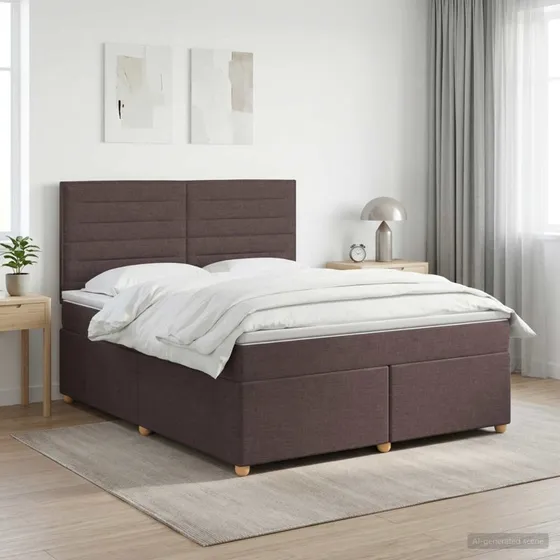 vidaXL Boxmadras med topmadras Mørk Brun 140 x 190 cm