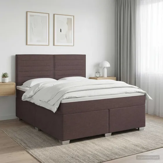 vidaXL Boxmadras med topmadras Mørk Brun 140 x 190 cm