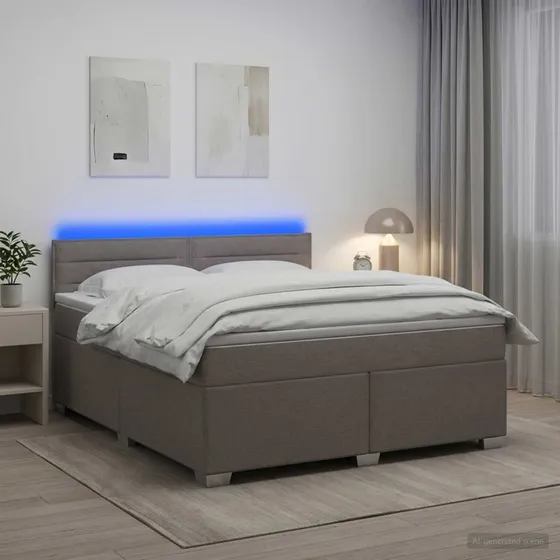 vidaXL Box Spring Seng med LED, madras & topmadras, 160x200, Gråbrun