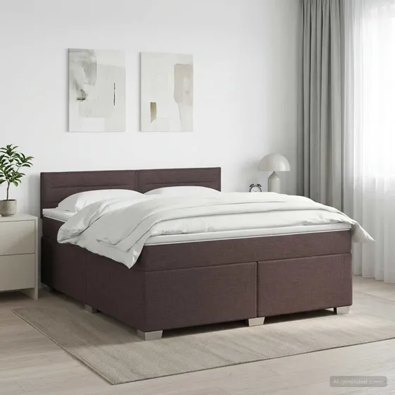vidaXL Boksmadras med topmadras, Mørk Brun, 140 x 200 cm