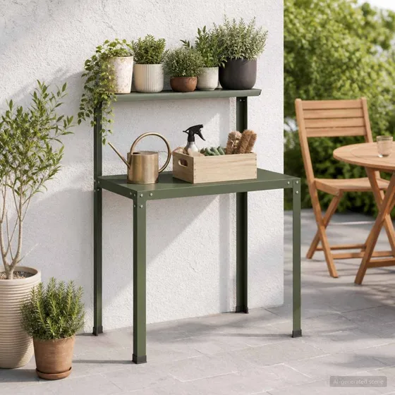 vidaXL Plantebord 80x50x104 cm i olivengrøn stål