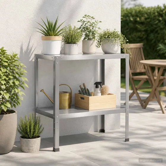 vidaXL Plantebord 60 x 50 x 80 cm i galvaniseret stål, sølv