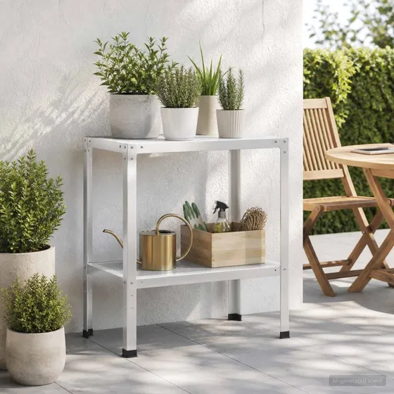 vidaXL Plantebord 60 x 40 x 80 cm i hvidt pulverlakeret stål