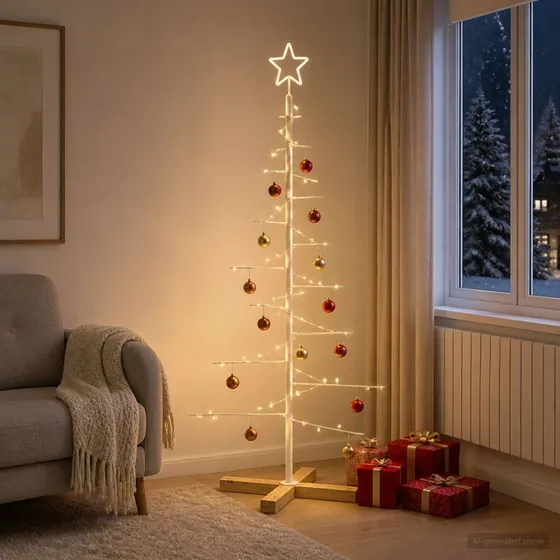 vidaXL KUOPIO Juletræ i metal med fod, 120 cm, Hvid