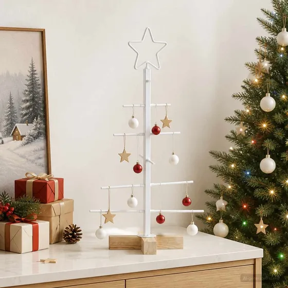 vidaXL KUOPIO Juletræ i metal med fod, 60 cm, Hvid