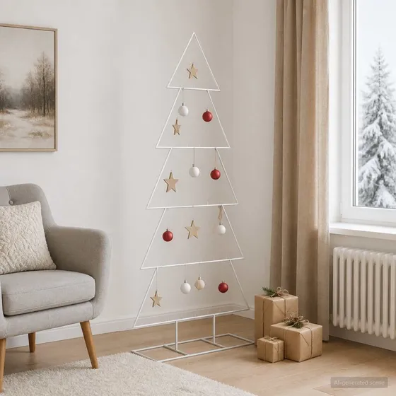 vidaXL KUOPIO Juletræ i metal med fod, 150 cm, hvid