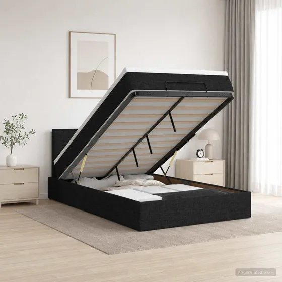 vidaXL Ottoman seng med madras og LED - Sort, 120 x 200 cm