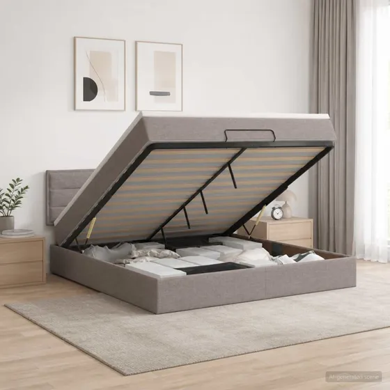 vidaXL Ottoman seng med madras og LED - Gråbrun 180 x 200 cm