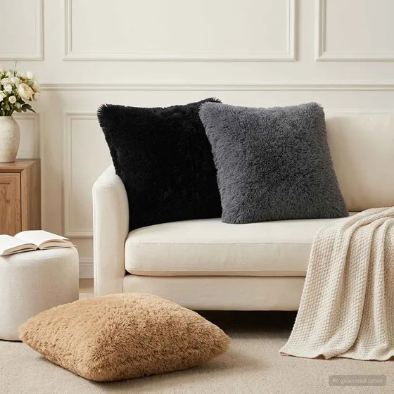 vidaXL HEERLEN Pudebetræk 2 stk. Gråbrun 45 x 45 cm PV Fleece