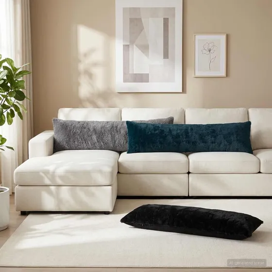 vidaXL HEERLEN Pudebetræk 2 stk. Mørkeblå Faux Kaninpels 40x145 cm