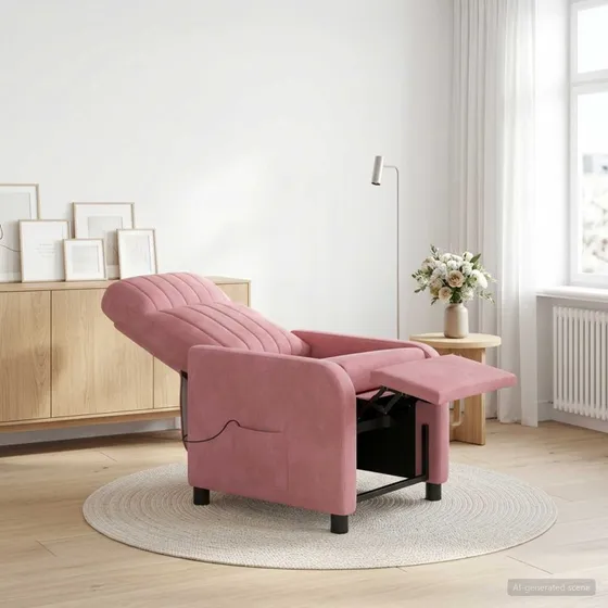vidaXL Massagelænestol i lyserød velour