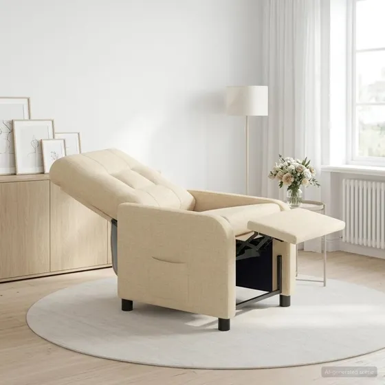 vidaXL Recliner i cremefarvet stof