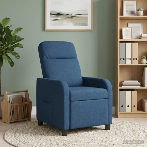 vidaXL Recliner Blå Stof