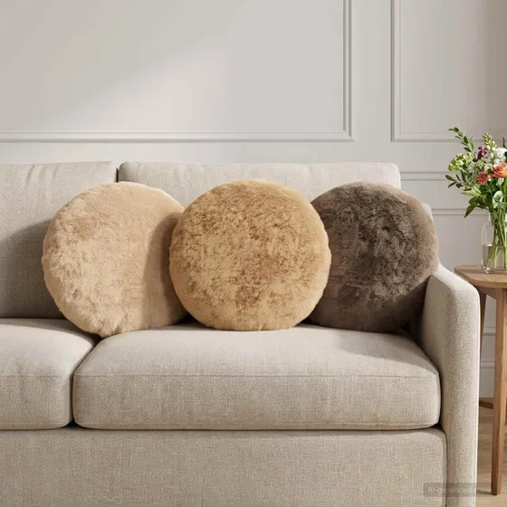 vidaXL HEERLEN Pudebetræk 2 stk. Cremefarvet Ø 40 cm Faux Kaninpels