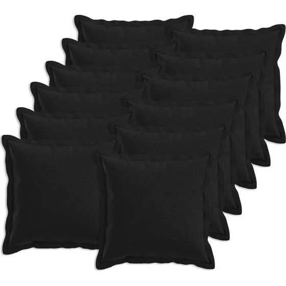 vidaXL HOUTEN Pudebetræk 12 stk. Sort 45x45 cm Faux Linned