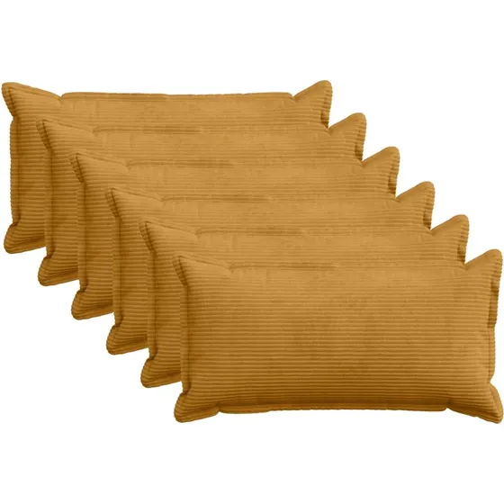 vidaXL HOUTEN Pudebetræk 6 stk. Gul Cordfløjl 40 x 80 cm