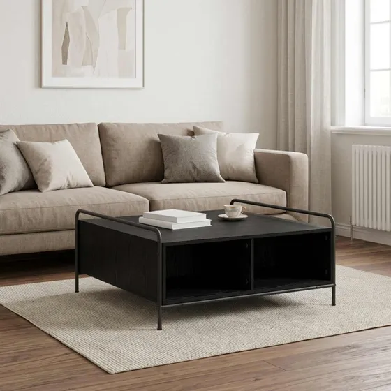 vidaXL Sofabord Sort Eg 90 x 90 x 41 cm