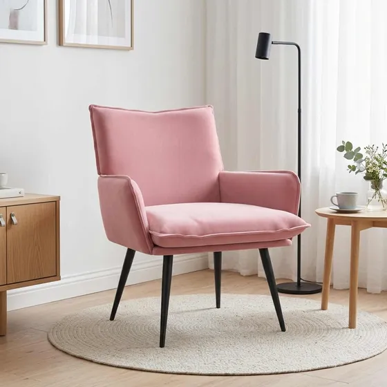 vidaXL Lænestol Lyserød Fløjl - 70 x 73 x 83 cm