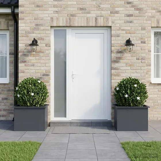 vidaXL Plantekasse med LED 2 stk. Antracit 40x60x40 cm Stål