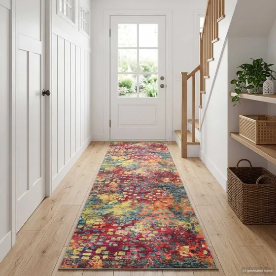 vidaXL Tæppe Runner LESAKA Farverig Diamantvelour 100 x 250 cm