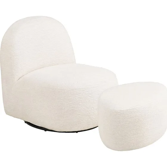 House Nordic Milo Drejestol og Fodskammel - Offwhite Polyester