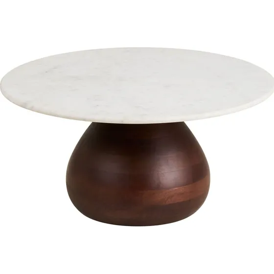 House Nordic Heide Sofabord i Mango og Marmor, Ø70 cm