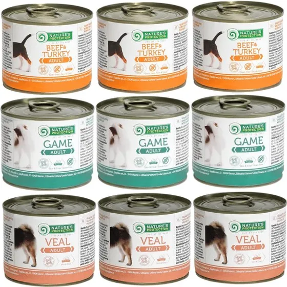 Nature's Protection Vådfoder til hunde, Mix smagsvarianter 9x200g