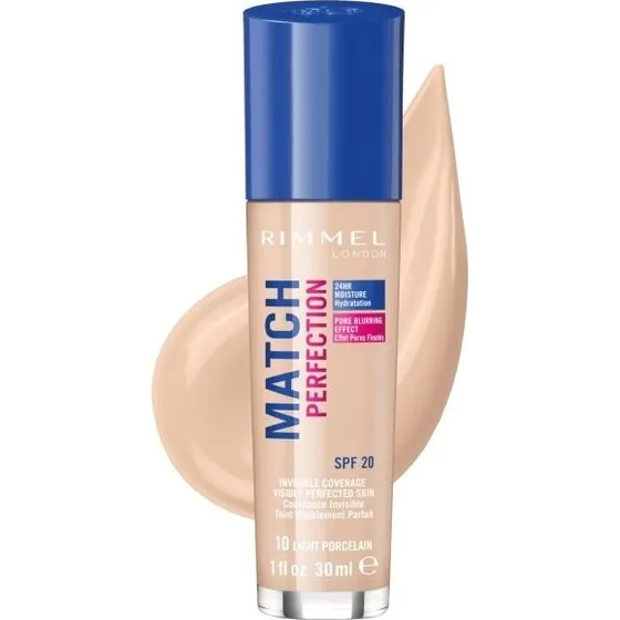 Rimmel Match Perfection Foundation 010 Light Porcelain SPF20 30ml