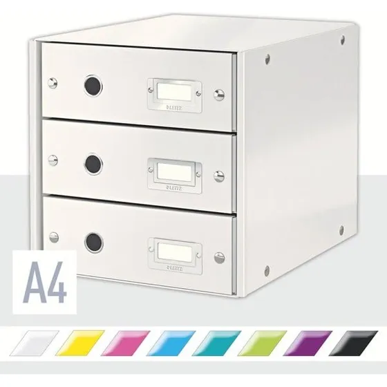 Leitz Click & Store WOW Skuffekabinet med 3 skuffer, Hvid