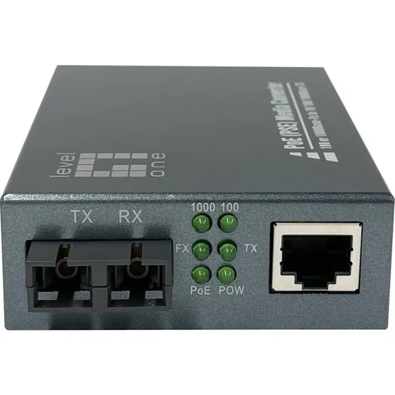 LevelOne Mediekonverter RJ45 til SC Gigabit PoE Single-mode 20 km