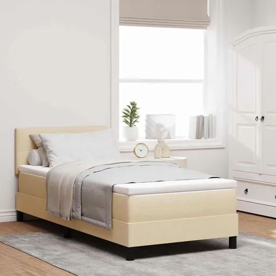 vidaXL Box spring seng med hovedgærde, Creme, 90 x 190 cm