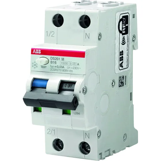 Kombiafbryder DS201 10A B 10mA 1P+N 2 Moduler