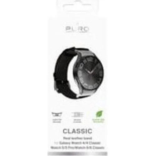 Puro Classic Læderrem til Galaxy Watch 4, 5, 6 og 7 - Sort