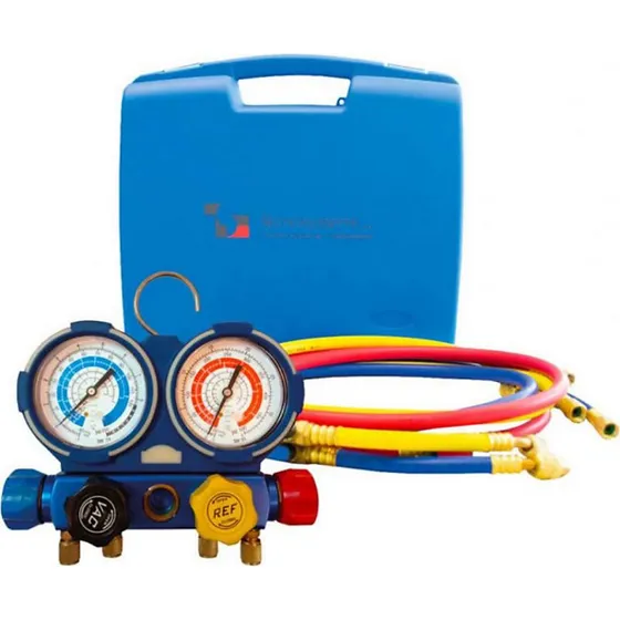 Tecnosystemi 4-vejs manifold til R32, R410A, R134a & R22 m. slanger