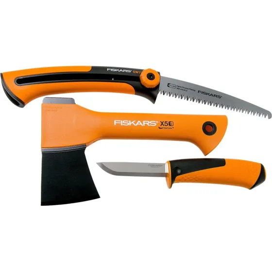 Fiskars X5 XXS camping-sæt (økse, kniv & sav)