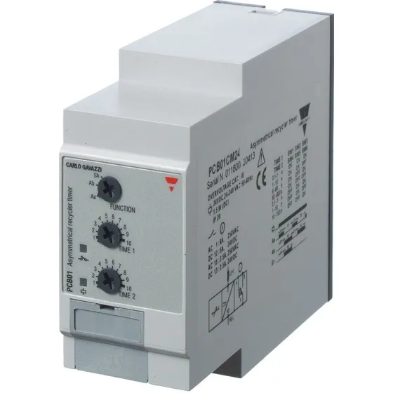 Tidsrelæ Taktgiver 01s-100t 24VDC/24-240VAC 1-polet stikben